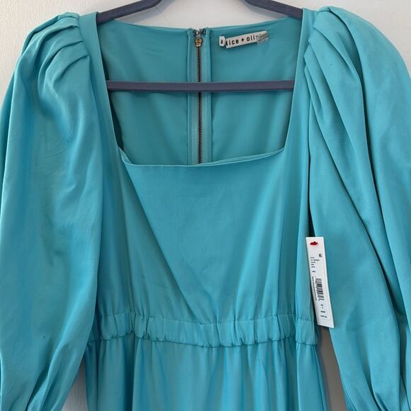 NWT Alice + Olivia Shayla Aqua Blue Maxi Dress Size 2 - Picture 5 of 7
